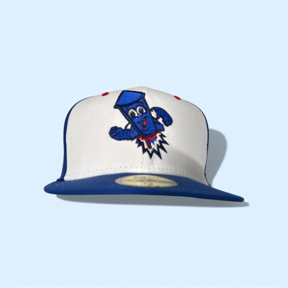 New Era Worcester Red Sox 59FIFTY Size 7 3/8 MiLB Fitted Hat Blue White Rocket